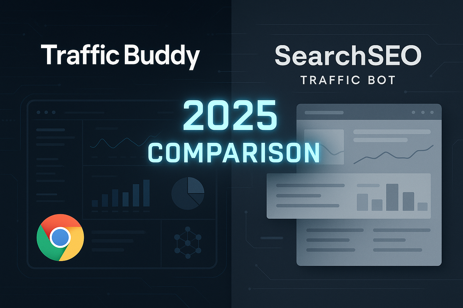 An illustration that compares the Traffic Buddy bot with SearchSEO